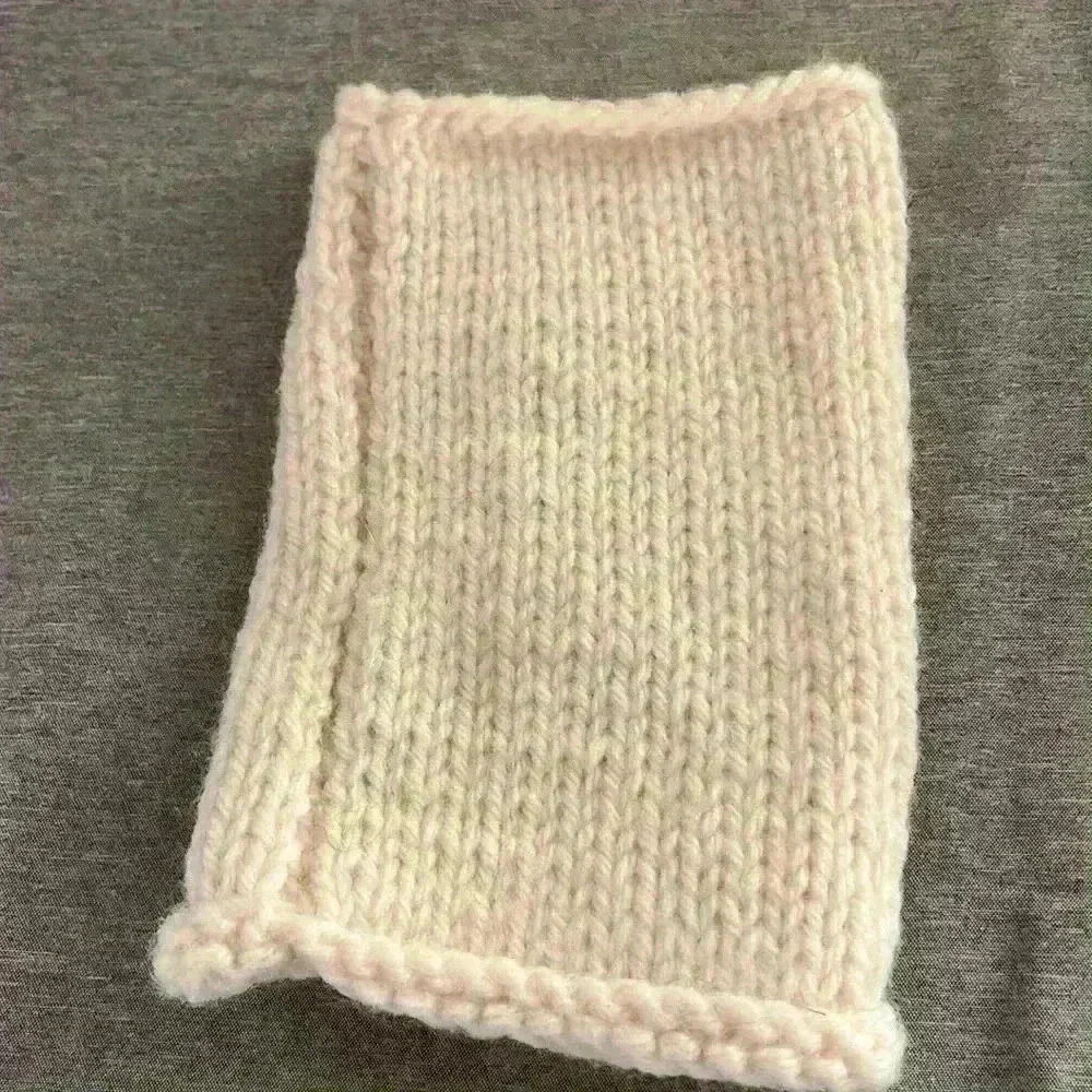Fingerless Gloves wrist warmers beige with flowers Warm HandCrafted OSFM - Picture 3 of 7